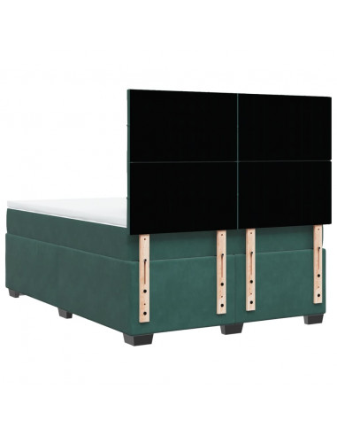 Giroletto a Molle con Materasso Verde Scuro 140x190 cm Velluto