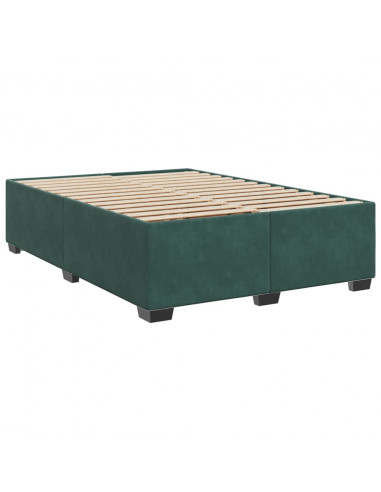 Giroletto a Molle con Materasso Verde Scuro 140x190 cm Velluto