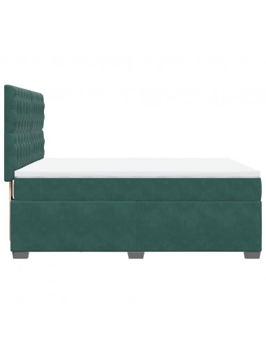 Giroletto a Molle con Materasso Verde Scuro 140x190 cm Velluto