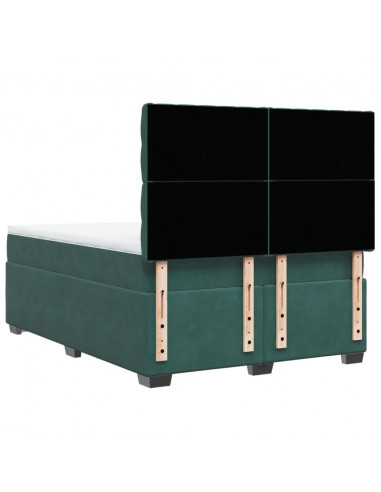 Giroletto a Molle con Materasso Verde Scuro 140x190 cm Velluto