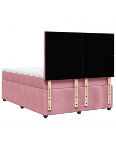 Giroletto a Molle con Materasso Rosa 160x200 cm in Velluto 2