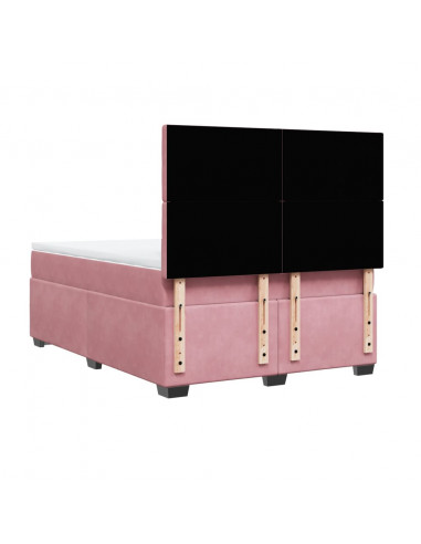 Giroletto a Molle con Materasso Rosa 160x200 cm in Velluto