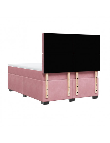Giroletto a Molle con Materasso Rosa 160x200 cm in Velluto
