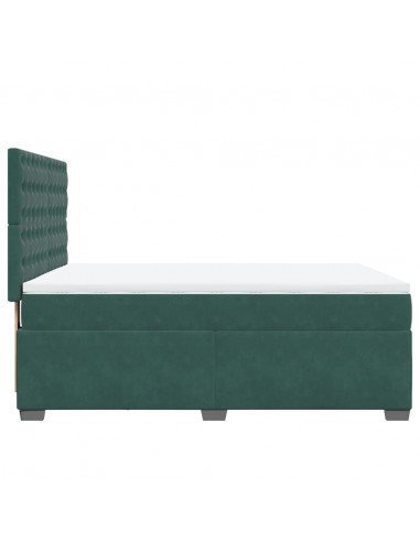 Giroletto a Molle con Materasso Verde Scuro 160x200 cm Velluto