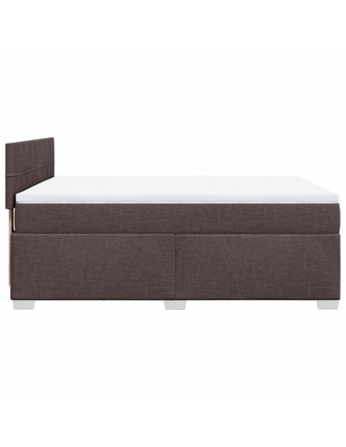 Giroletto a Molle con Materasso Marrone Scuro 160x200cm Tessuto