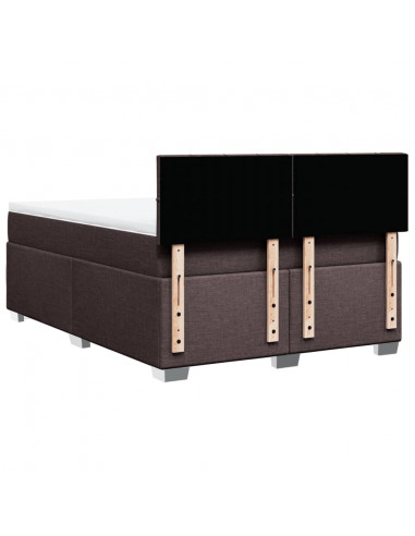 Giroletto a Molle con Materasso Marrone Scuro 160x200cm Tessuto