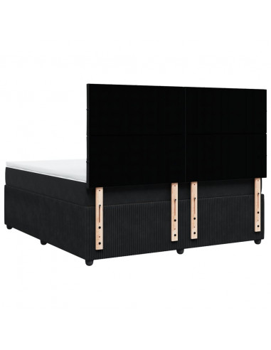 Giroletto a Molle con Materasso Nero 180x200 cm in Velluto