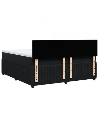 Giroletto a Molle con Materasso Nero 180x200 cm in Velluto