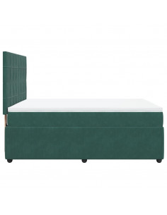 Giroletto a Molle con Materasso Verde Scuro 140x190 cm Velluto