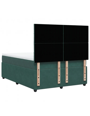 Giroletto a Molle con Materasso Verde Scuro 140x190 cm Velluto