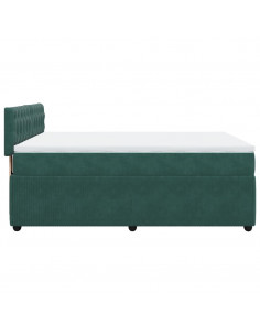 Giroletto a Molle con Materasso Verde Scuro 140x190 cm Velluto