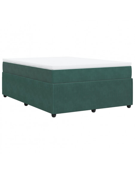 Giroletto a Molle con Materasso Verde Scuro 140x190 cm Velluto
