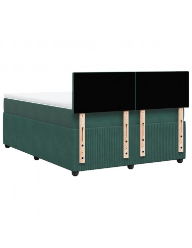 Giroletto a Molle con Materasso Verde Scuro 140x190 cm Velluto