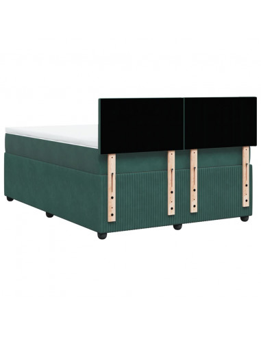 Giroletto a Molle con Materasso Verde Scuro 140x190 cm Velluto