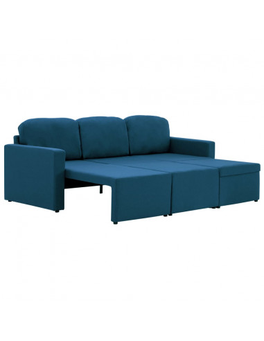 Divano Letto Modulare a 3 Posti Blu in Tessuto