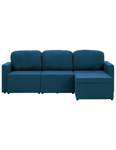 Divano Letto Modulare a 3 Posti Blu in Tessuto
