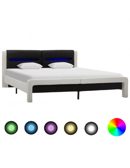 Giroletto con LED Bianco e Nero in Similpelle 180x200 cm