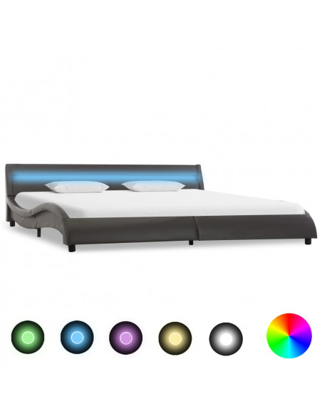 Giroletto con LED Grigio in Similpelle 180x200 cm