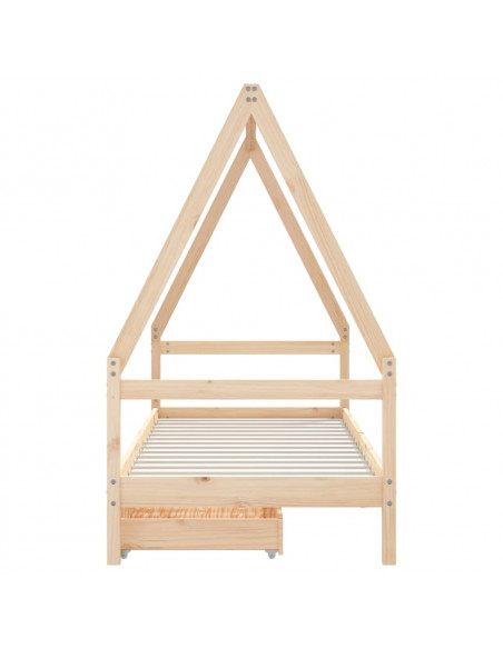 Giroletto per Bambini con Cassetti 90x190cm Legno Massello Pino