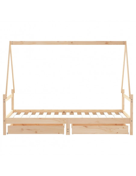 Giroletto per Bambini con Cassetti 90x190cm Legno Massello Pino