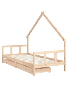 Giroletto per Bambini con Cassetti 90x190cm Legno Massello Pino 2
