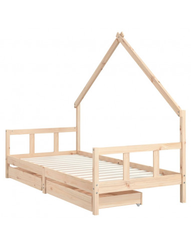 Giroletto per Bambini con Cassetti 90x190cm Legno Massello Pino