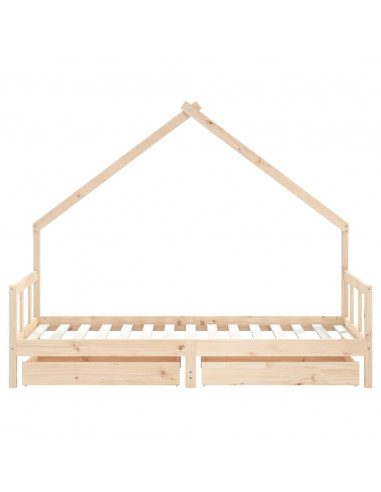 Giroletto per Bambini con Cassetti 90x190cm Legno Massello Pino