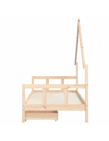 Giroletto per Bambini con Cassetti 90x190cm Legno Massello Pino