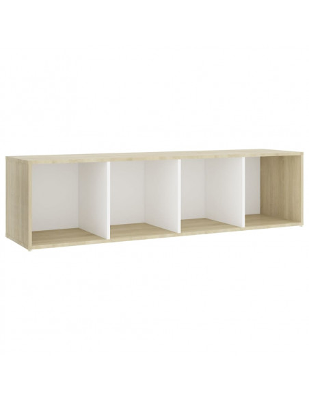 Mobile TV Bianco e Rovere Sonoma 142,5x35x36,5 cm Multistrato