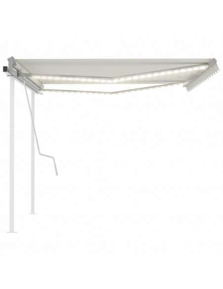 Tenda da Sole Retrattile Manuale con LED 4,5x3 m Crema