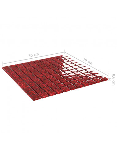 Piastrelle Mosaico 11 pz Rosso 30x30 cm in Vetro