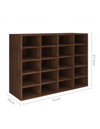 Scarpiera in Legno Multistrato 92x30x67,5 cm Rovere Marrone