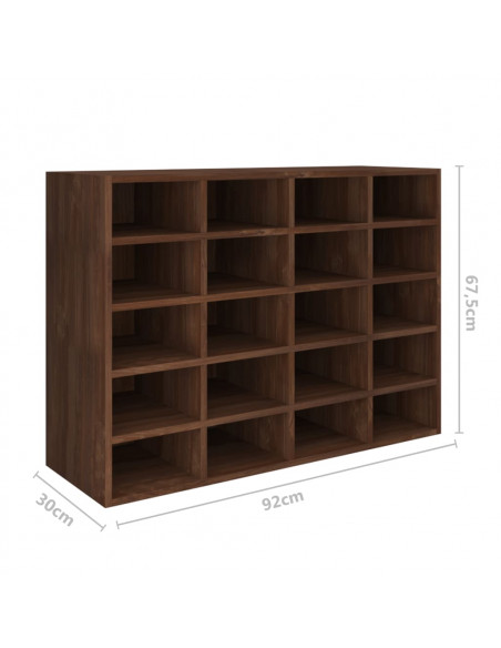 Scarpiera in Legno Multistrato 92x30x67,5 cm Rovere Marrone