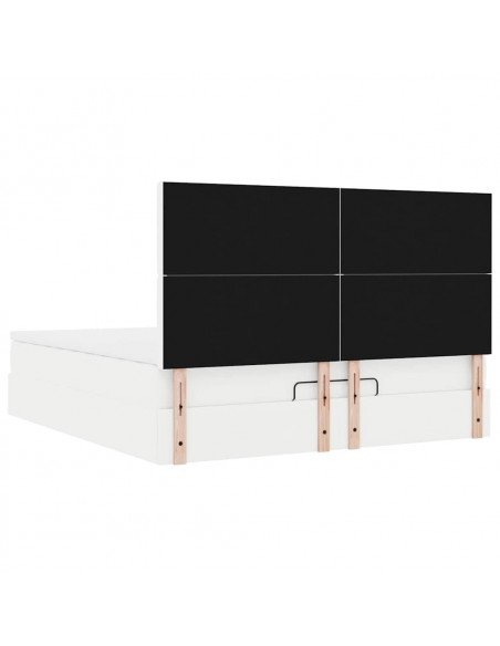 Struttura Letto Pouf con Materasso Bianco 160x200 cm Similpelle