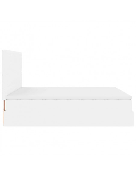 Struttura Letto Pouf con Materasso Bianco 160x200 cm Similpelle