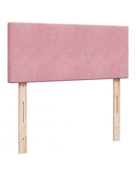 Struttura Letto Pouf con Materasso Rosa 120x200 cm Velluto