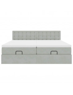 Struttura Letto Pouf con Materassi 200x200 cm Velluto 2