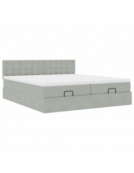 Struttura Letto Pouf con Materassi 200x200 cm Velluto