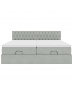 Struttura Letto Pouf con Materassi 200x200 cm Velluto 2