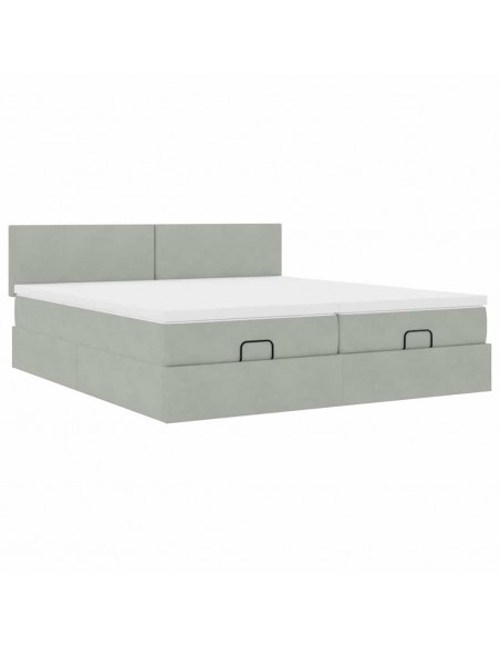 Struttura Letto Pouf con Materassi 200x200 cm Velluto