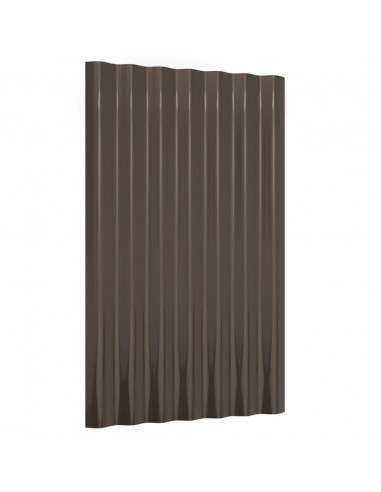 Pannelli Tetto 12pz Acciaio Verniciato Polvere Marrone 60x36 cm