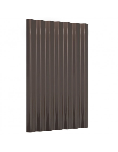 Pannelli Tetto 12pz Acciaio Verniciato Polvere Marrone 60x36 cm