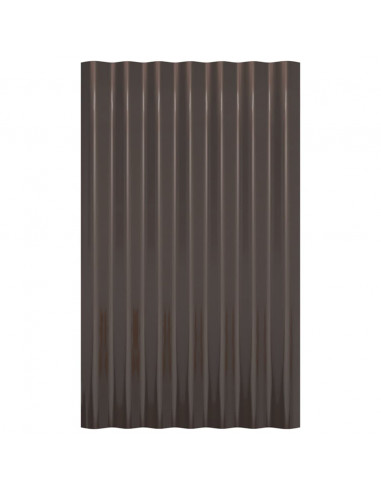 Pannelli Tetto 12pz Acciaio Verniciato Polvere Marrone 60x36 cm