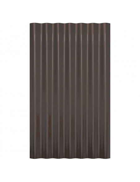 Pannelli Tetto 12pz Acciaio Verniciato Polvere Marrone 60x36 cm