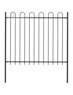 Recinzione Giardino con Punta Tonda in Acciaio 1,7 m Nera 2