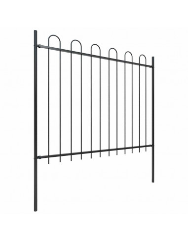 Recinzione Giardino con Punta Tonda in Acciaio 1,7 m Nera