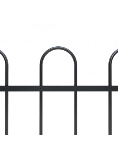 Recinzione Giardino con Punta Tonda in Acciaio 1,7 m Nera
