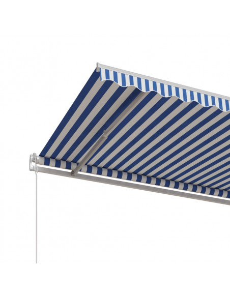 Tenda da Sole Retrattile Automatica 600x350 cm Blu e Bianca