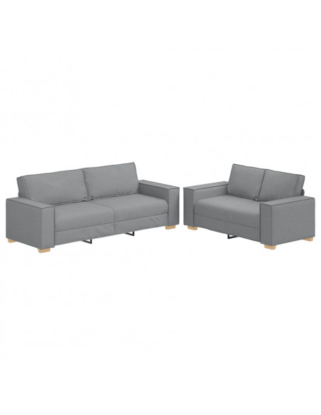 Set di Divani 2 pz con Cuscini Grigio Chiaro in Tessuto