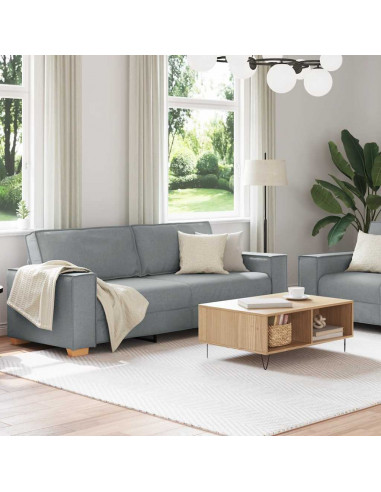 Set di Divani 2 pz con Cuscini Grigio Chiaro in Tessuto